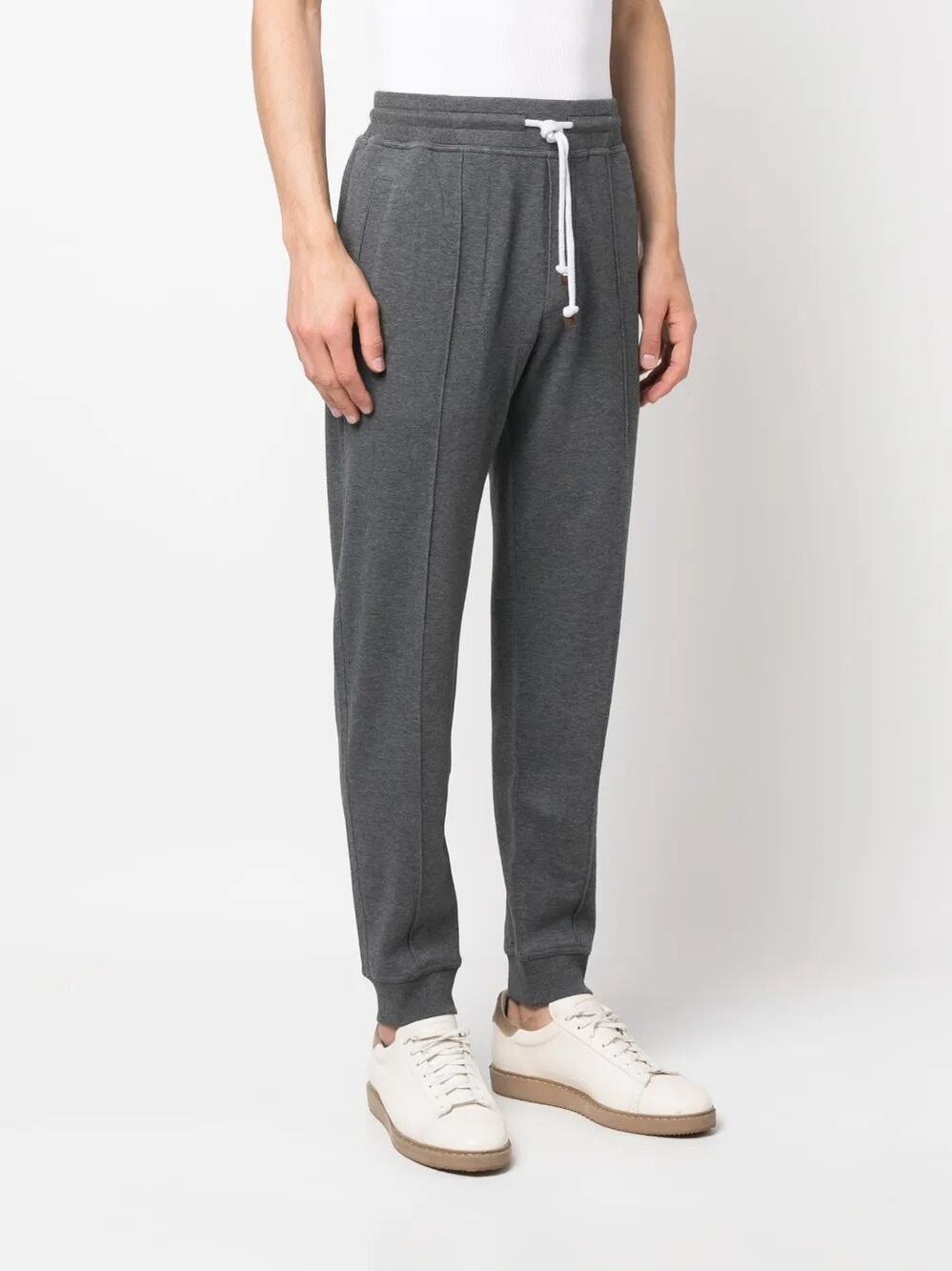 Brunello Cucinelli Tapered Cotton Blend Track Pants Joggers Sweatpants Gray